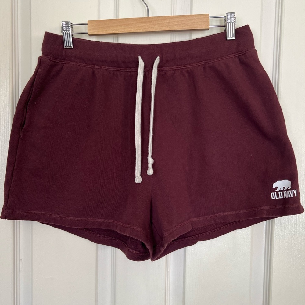 Old Navy Maroon Athletic Lounge Shorts with White Drawstring